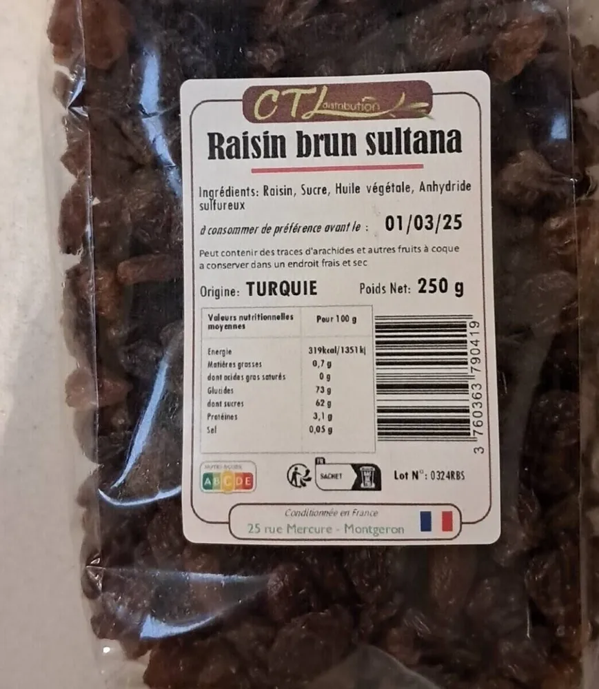 Raisin brun sultana