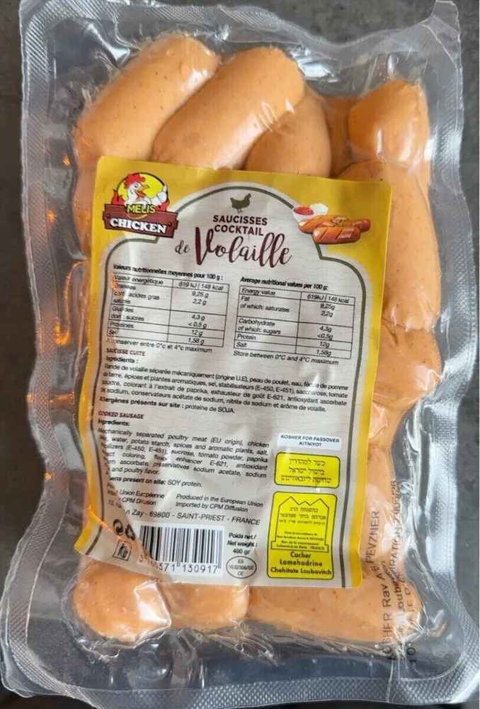 Saucisse, cocktail de volaille