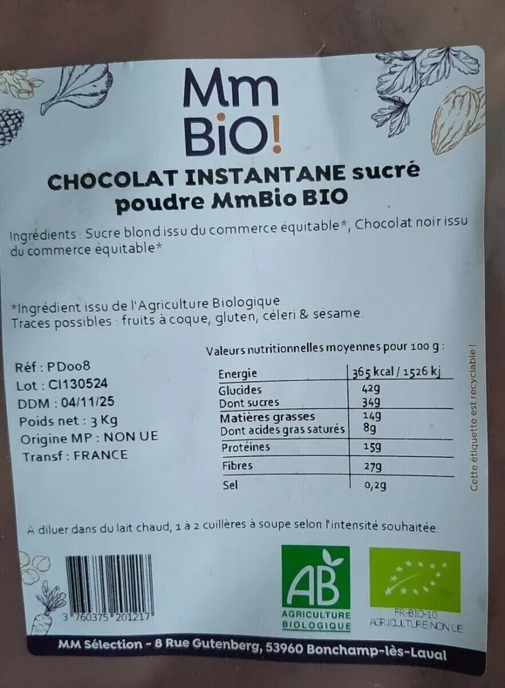 Chocolat instantané sucré