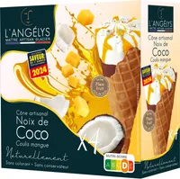 Cône Artisanal Sorbet plein fruit Noix de Coco