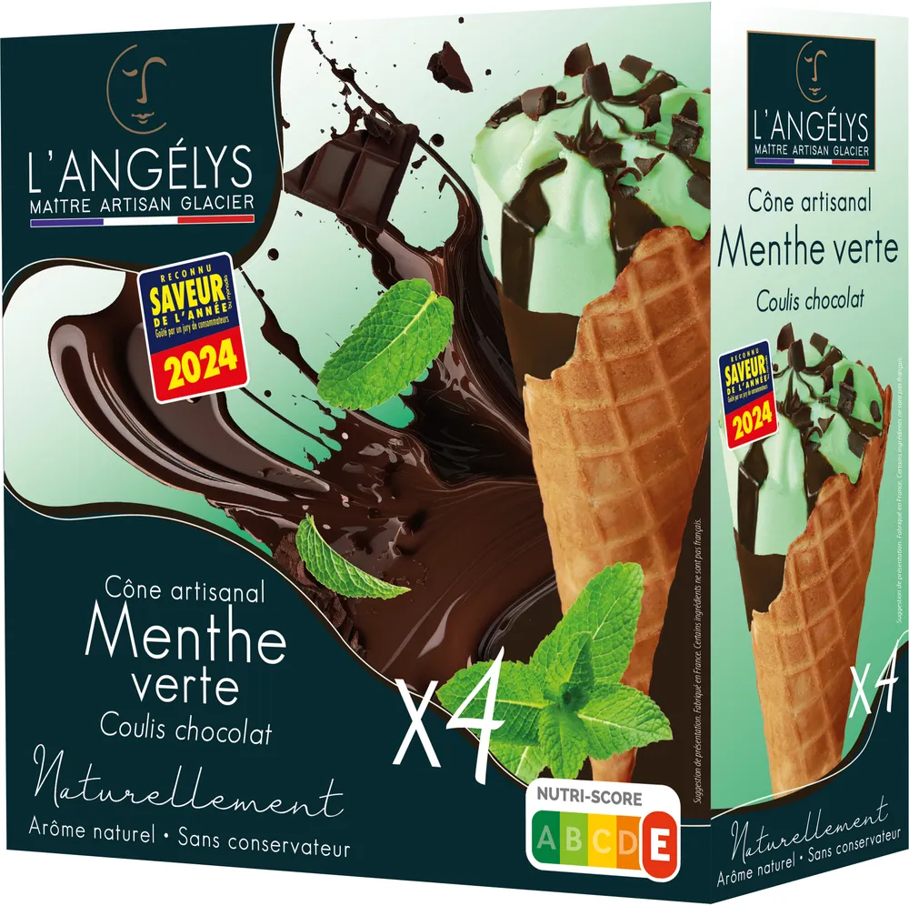 Cône Artisanal Crème Glacée Menthe verte