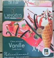 Cône artisanal Vanille Coulis Fraise