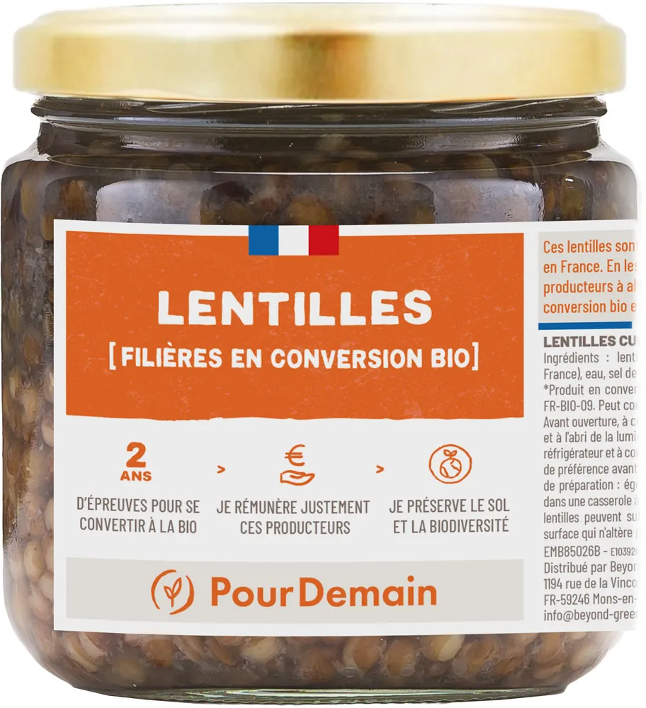 Lentilles conserve en conversion bio