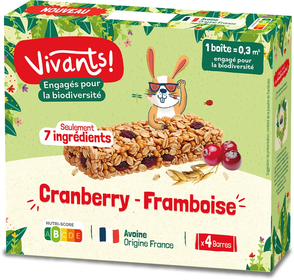 Barres céréalières à la cranberry et à la framboise