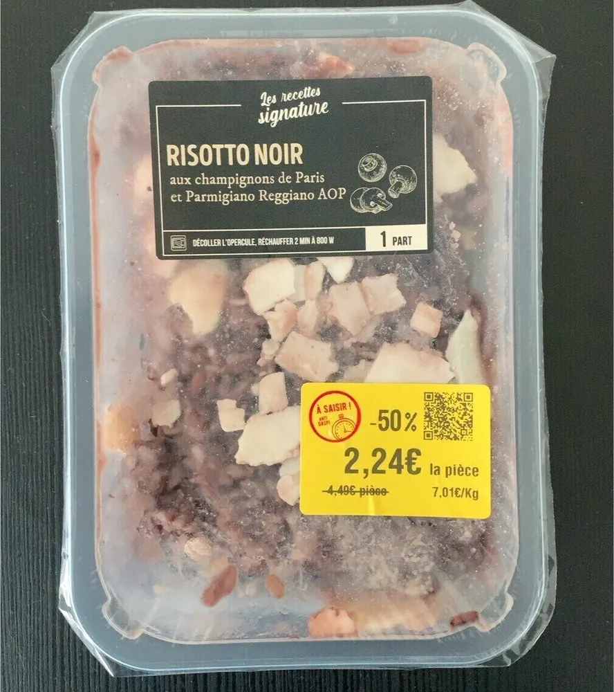 Risotto noir aux champignons de paris et parmigiano reggiano AOP