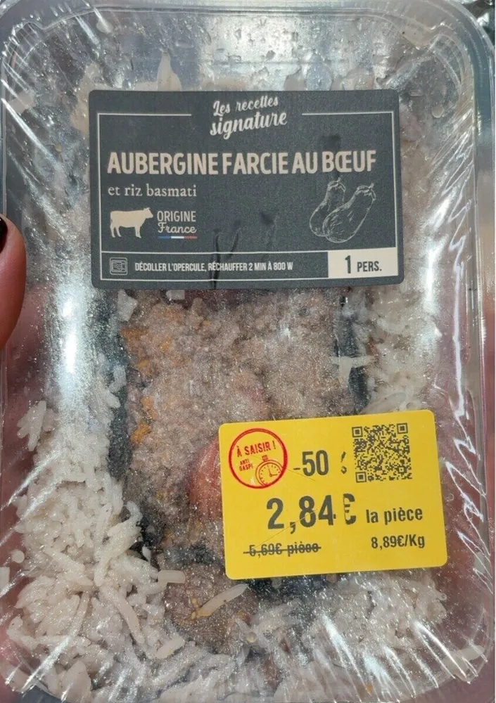 Aubergine farcie au boeuf et riz basmati