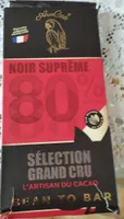 Noir suprême 80 pour cent cacao sélection grand cru bean to bar