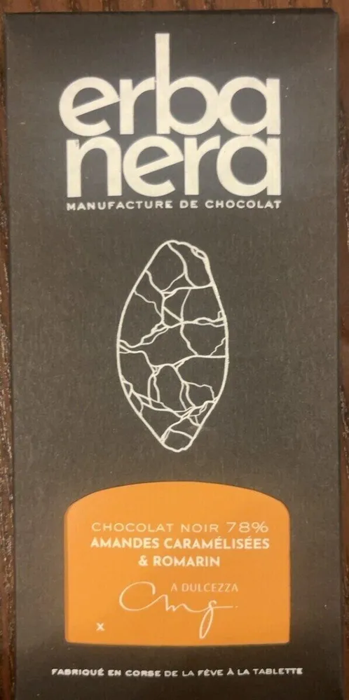 Chocolat noir 78% amandes caramélisées & romarin