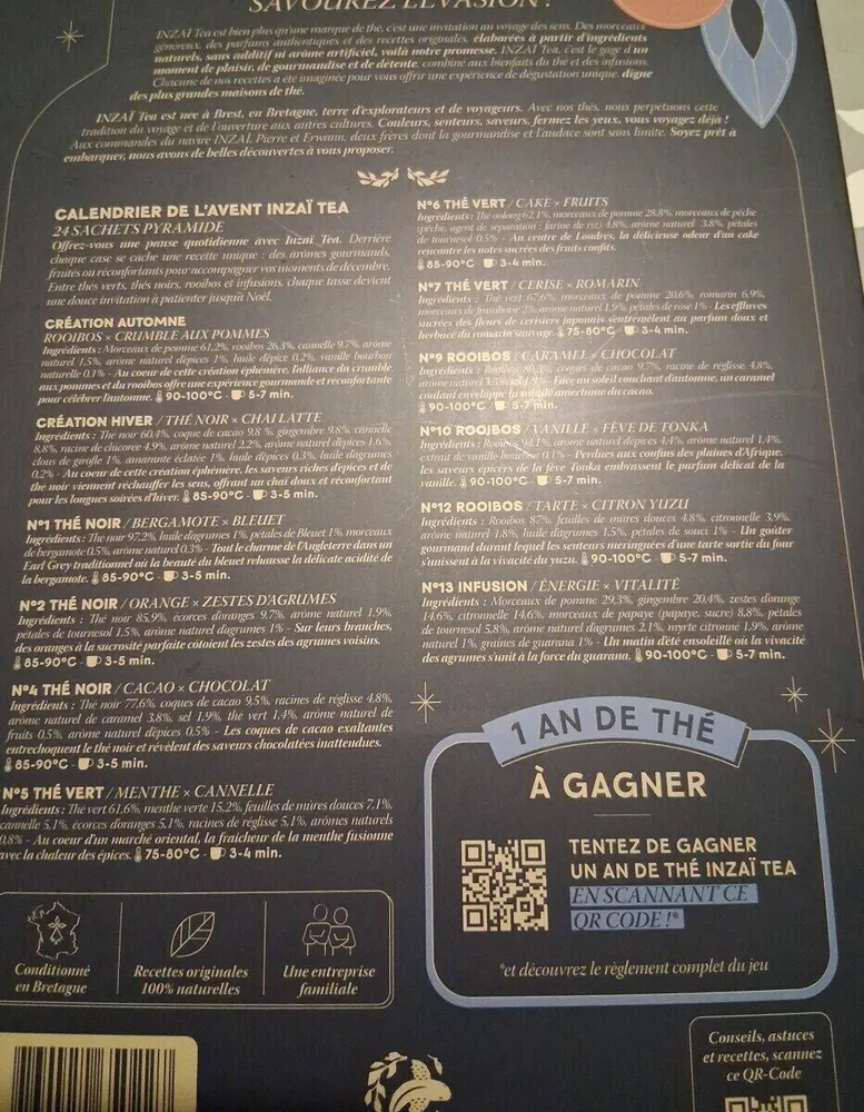 Calendrier de l’avant thés et infusions