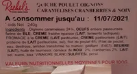 Quiche poulet oignons caramélisés cranberry et noix