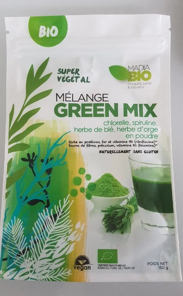 Mélange Chlorelle, Spiruline, Herbe De Blé, Herbe D'orge