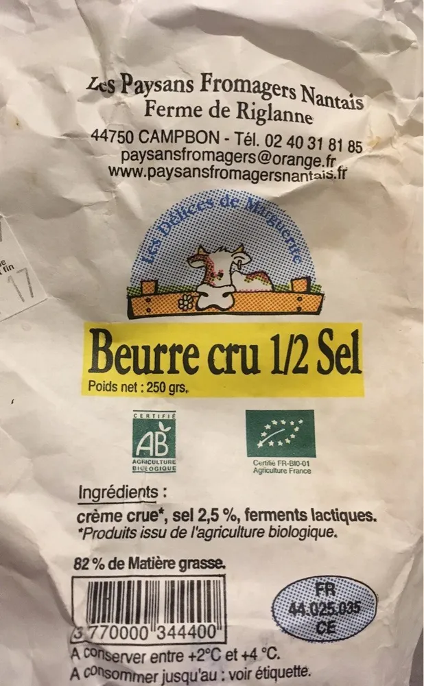 Beurre cru demi-sel