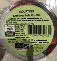 Yaourt bio saveur cerise