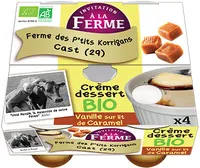 Crème dessert vanille sur lit de caramel