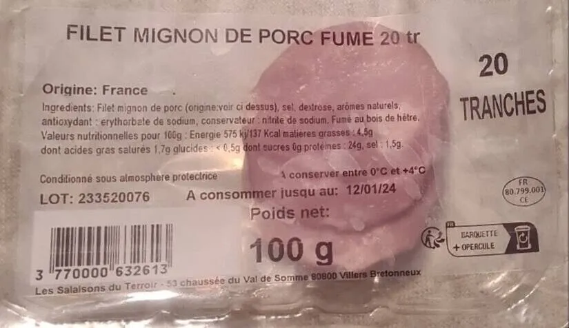 Filet mignon de porc fumé