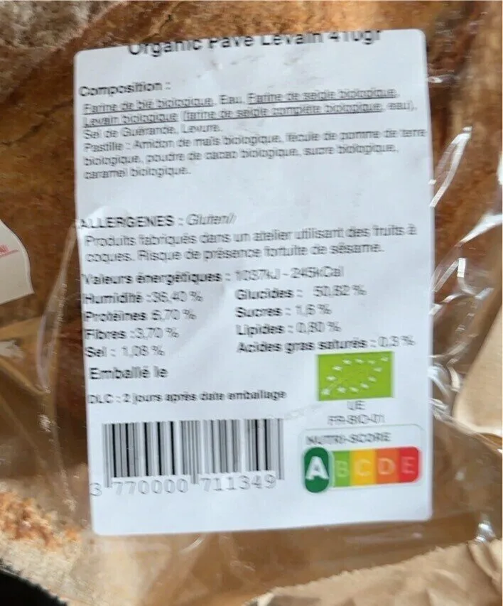 Organic pave levain