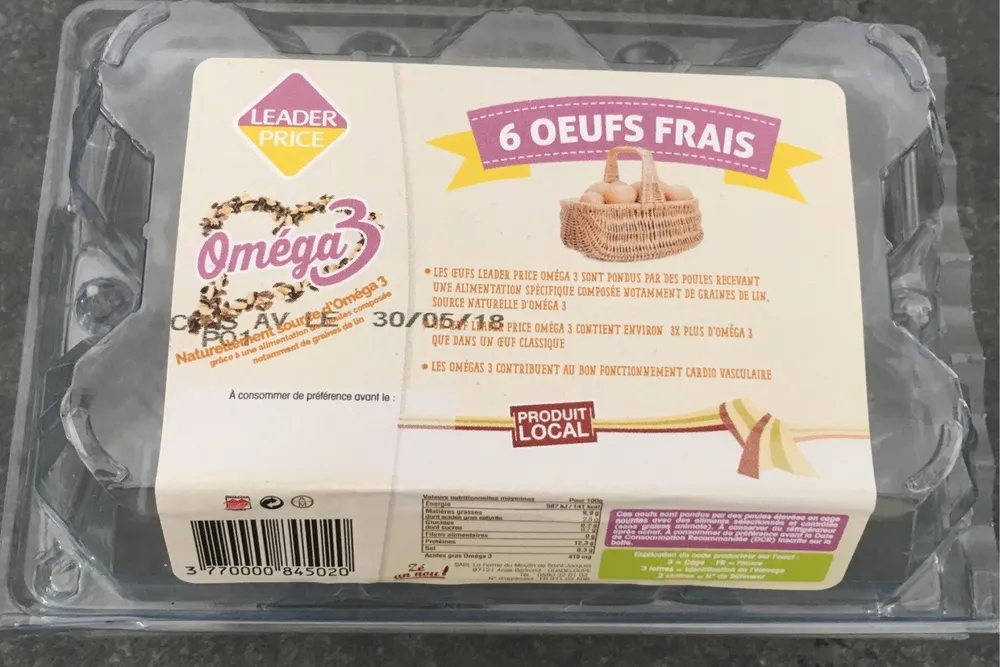 6 oeufs oméga 3
