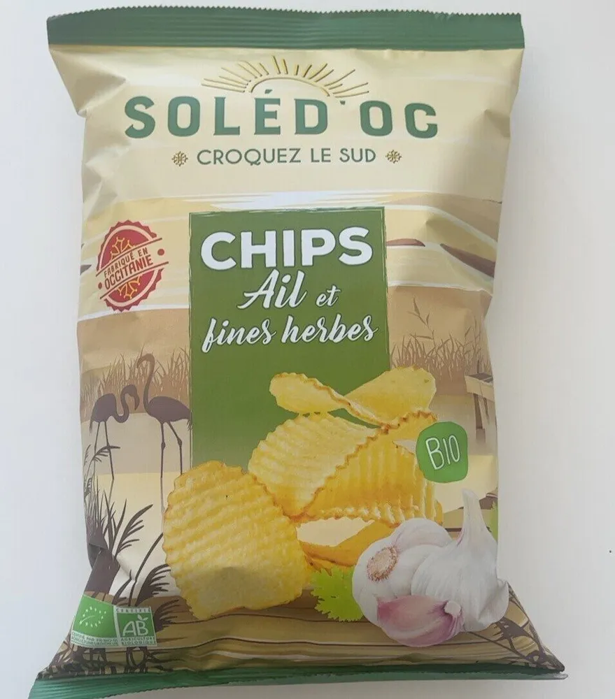 Chips de pomme de terre bio ail et fines herbes