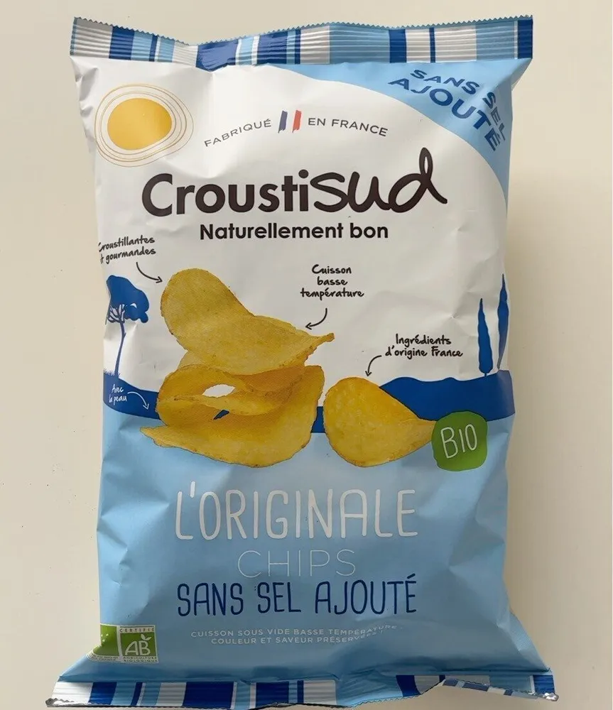 Chips de pomme de terre sans sel ajouté
