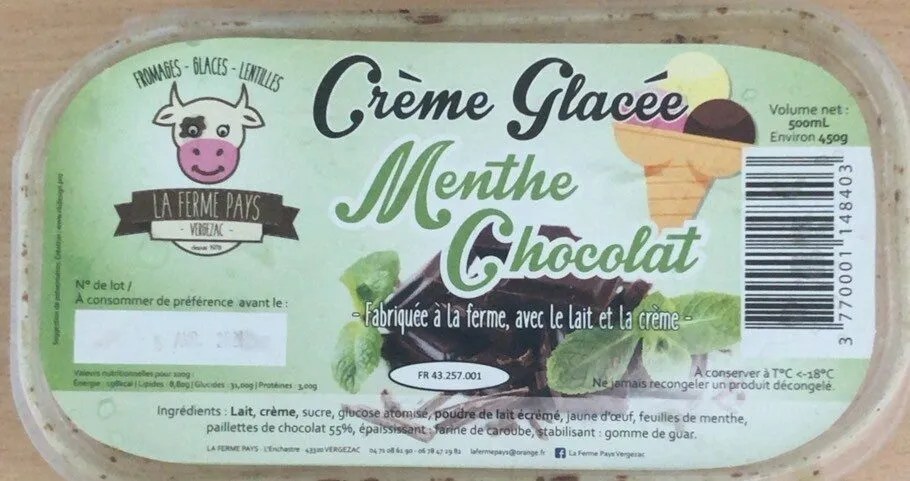 Crème glacée Menthe Chocolat
