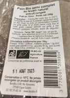 Pain bio semi complet au levain naturel précuit congelé