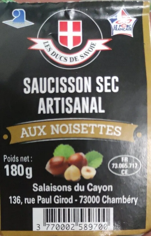 Saucisson sec artisanal aux noisettes