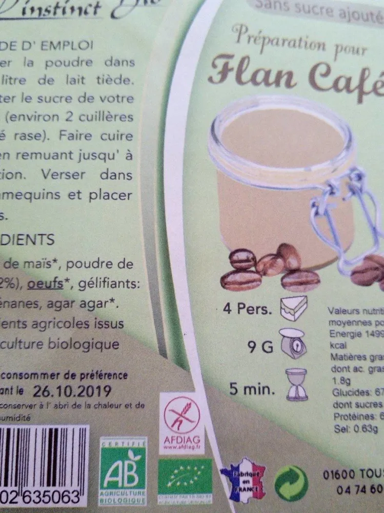 Préparation pour flan café