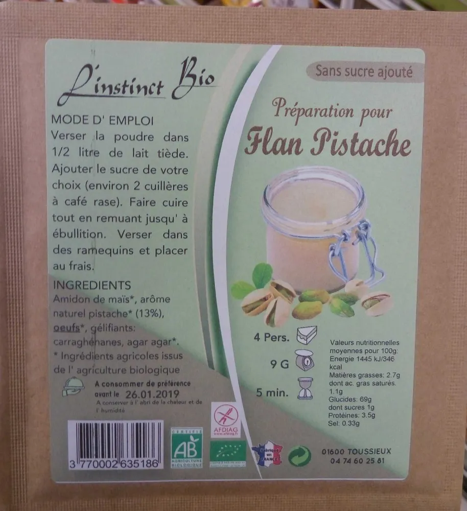 Préparation pour flan pistache
