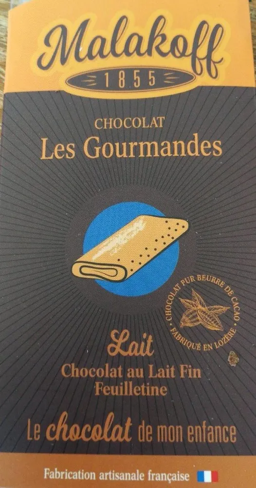 Chocolat les gourmandes lait fin feuilletine