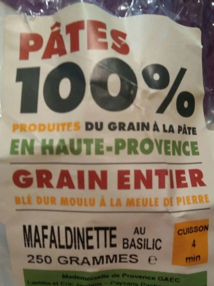 Pâtes Mafaldinette au basilic