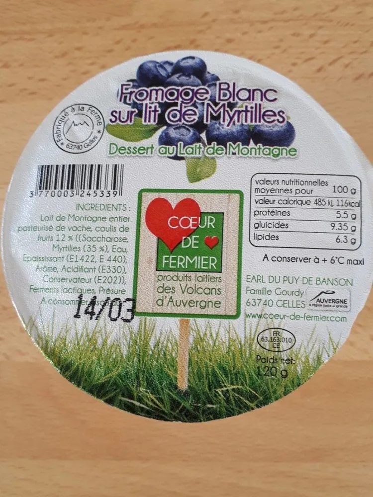 Fromage blanc sur lit de Myrtilles