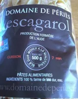 ESCAGAROL Pâtes alimentaires