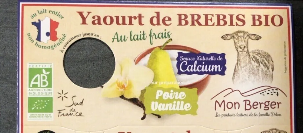 Yaourt de brebis Poire Vanille