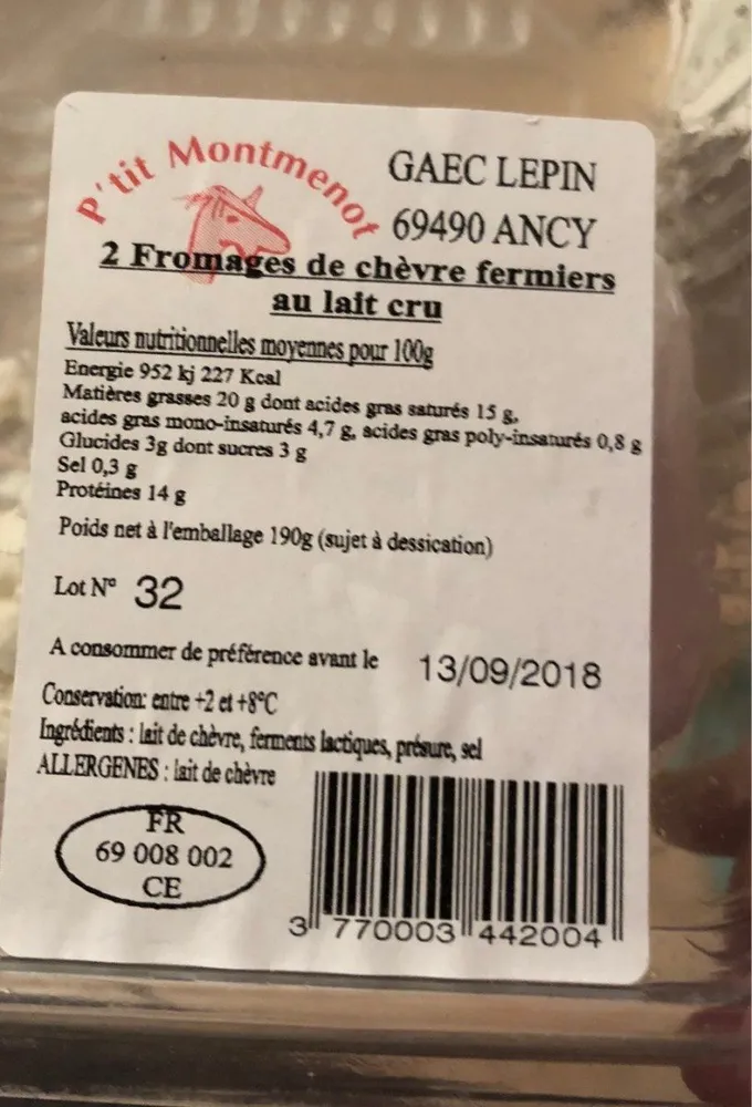 2 Fromages de Chèvre fermiers au lait cru