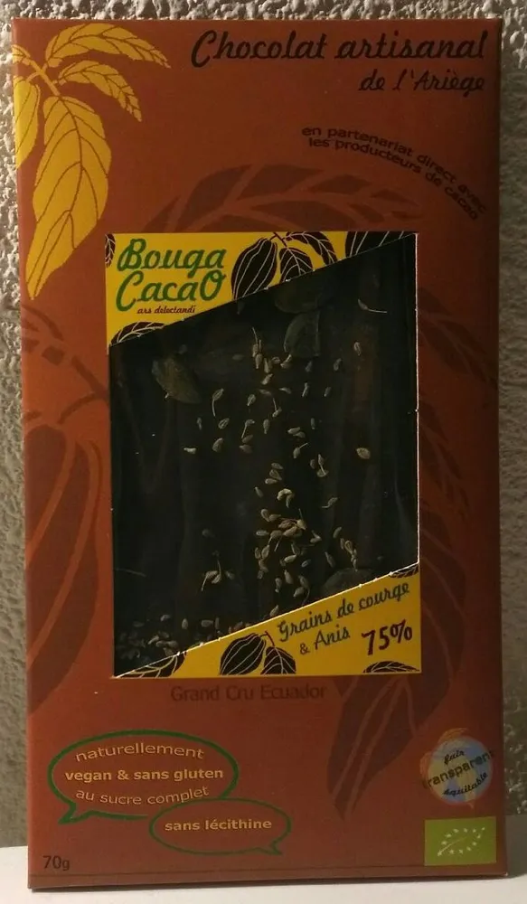 Chocolat noir graines de courge et anis