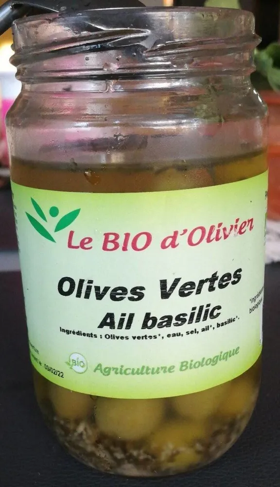 Olives vertes ail basilic