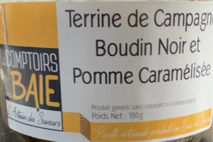 Terrine de campagne boudin noir et pomme caramélisée