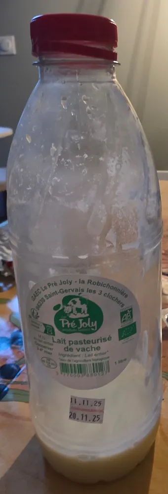 Lait pasteurisé de vache