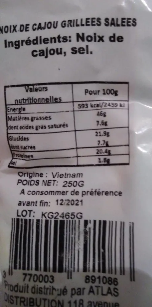 Noix de cajou grillées salées
