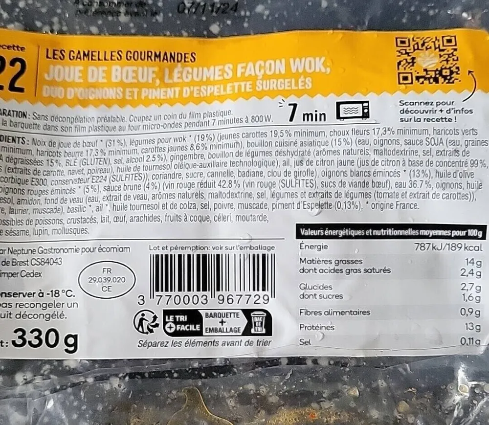 Joue de boeuf, légumes façon wok