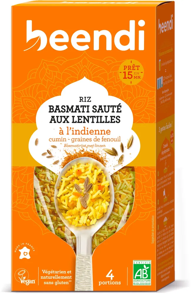 Riz basmati sauté aux lentilles à l'Indienne