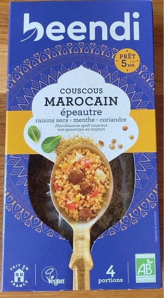 Couscous Marocain épeautre, raisins secs, menthe, coriandre