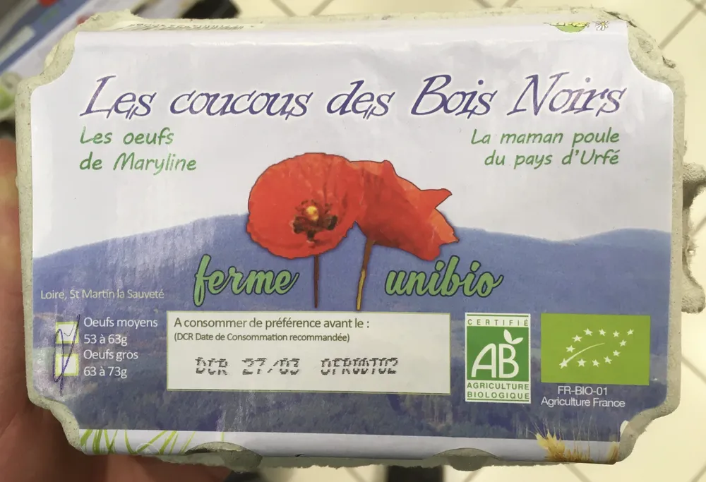 6 Oeufs bio moyens / gros LES OEUFS DE MARYLINE