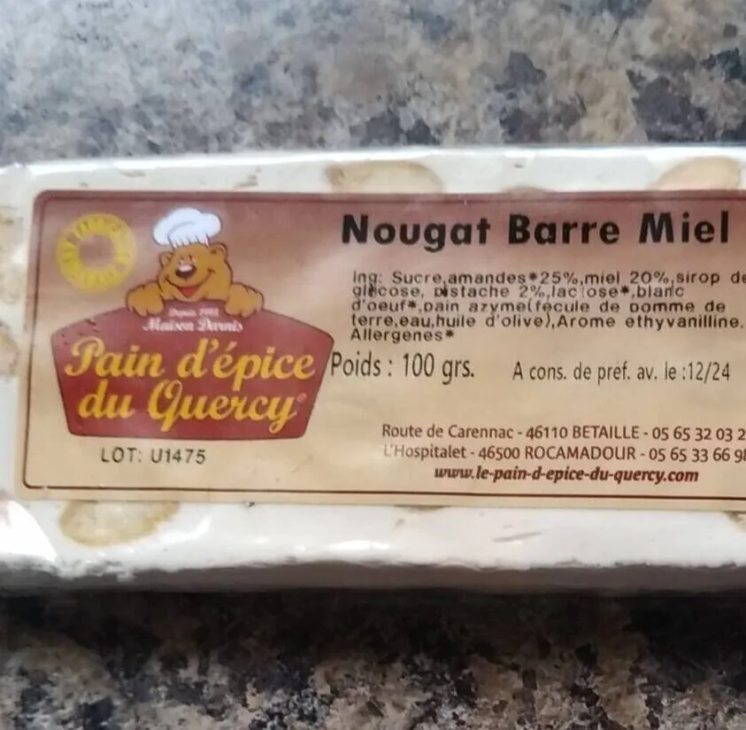 Nougat barre miel