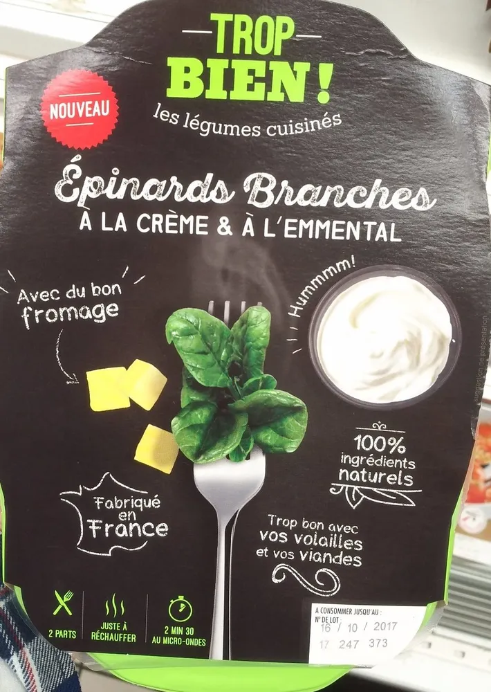 Epinard branches à la crème et à l'emmental