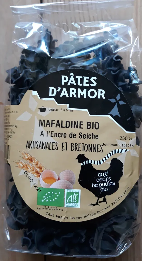 Mafaldine bio aux oeufs et encre de seiche
