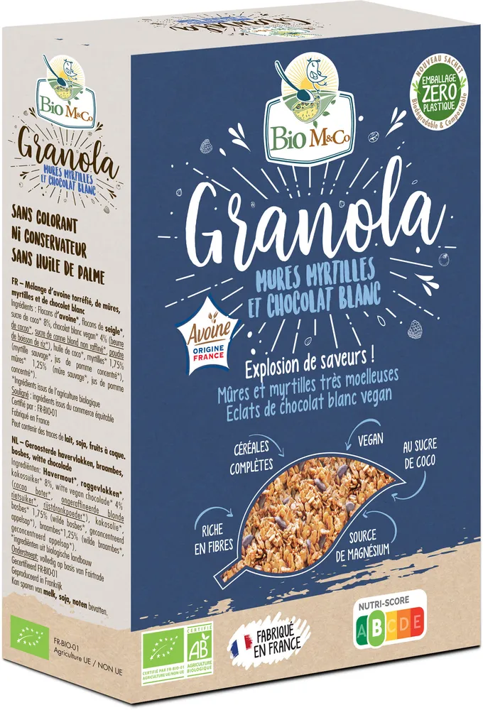 Granola Mûres Myrtilles et Chocolat Blanc