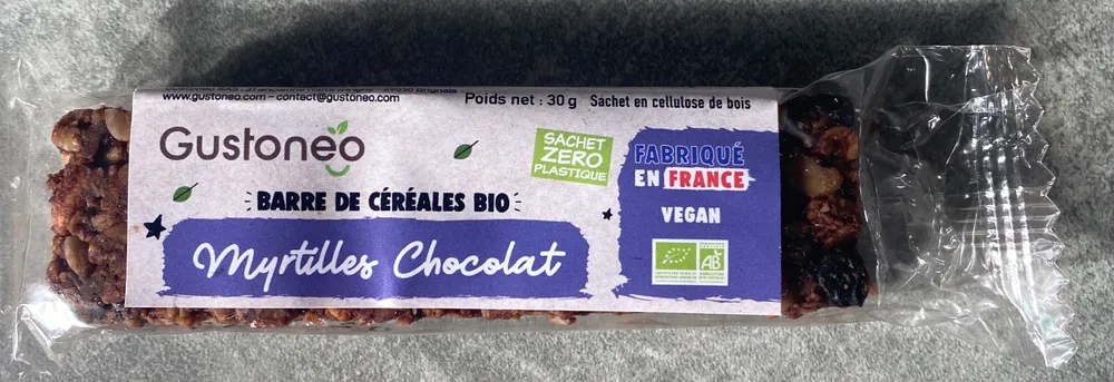 barre de céréales bio myrtilles chocolat