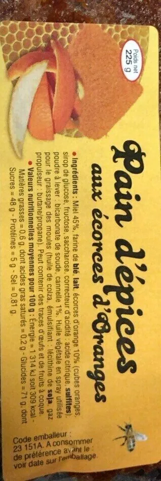 Pain d’epices aux ecorces d’orange