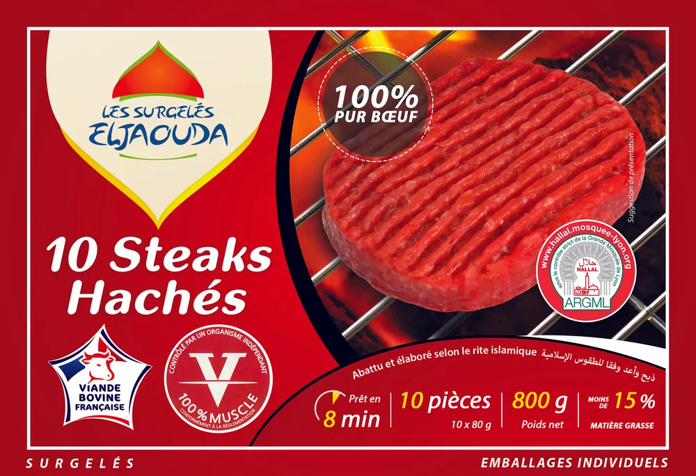 10 steaks hachés 100% pur boeuf (15% MG)